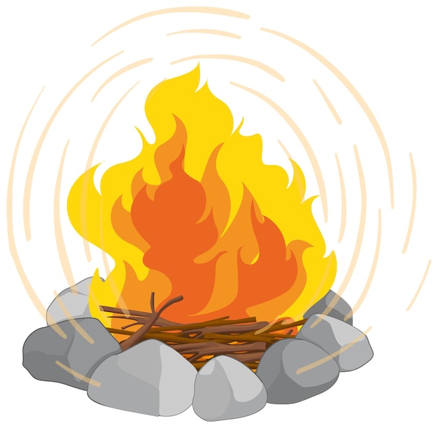 Isolated campfire on white background