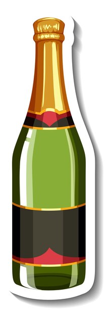 An isolated champagne bottle sticker template