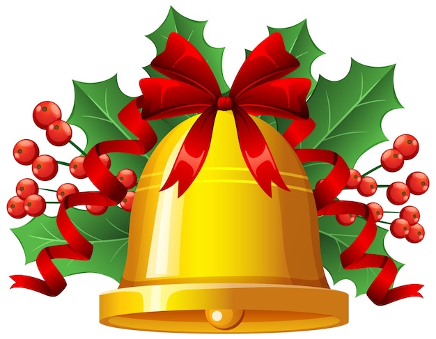 Free Vector isolated christmas bell with holly ornaments