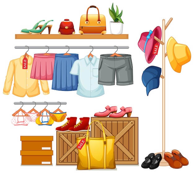 Free Vector isolated clothes on the rack display