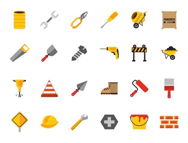 Isolated construction icon set 