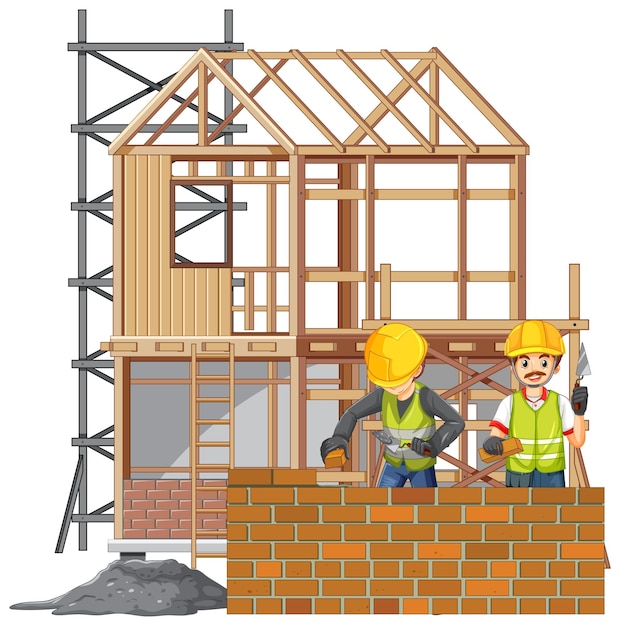 Free Vector isolated construction site with workers