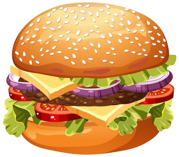 Free Vector isolated delicious hamburger cartoon