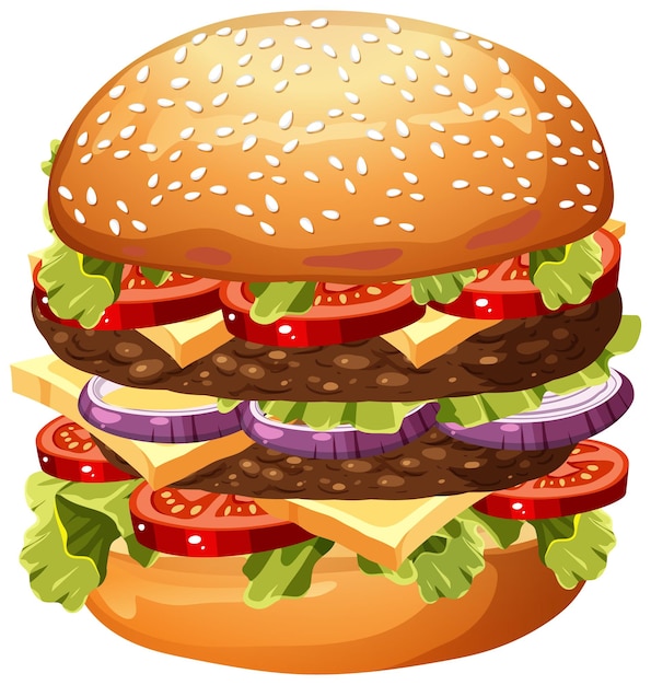 Free Vector isolated delicious hamburger cartoon