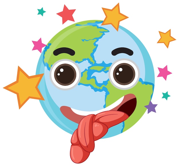 Free vector isolated earth with playful expression