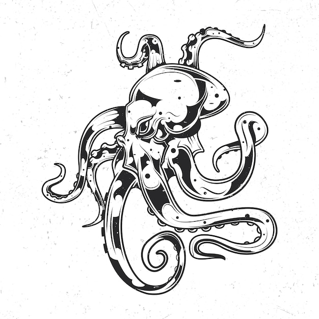 Free Vector isolated emblem with illustration of octopus