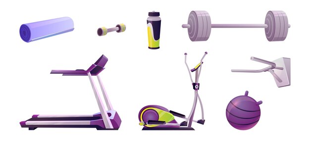 Isolated exercise set for fitness club interior