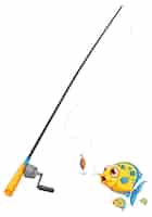 Free vector isolated fishing rod and fish