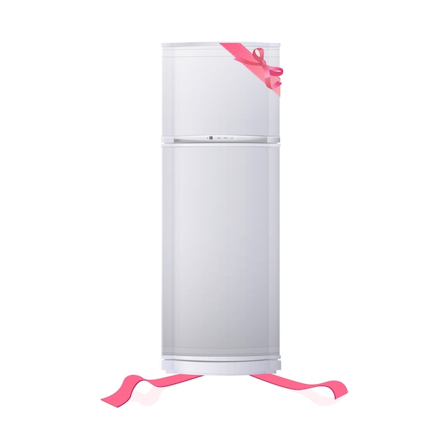 Isolated fridge with ribbon