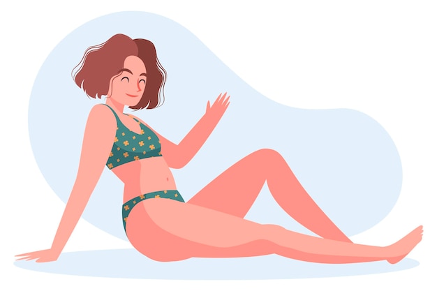 Isolated girl in bikini illustrated