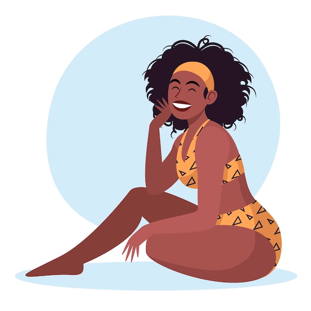 Free Vector isolated girl in bikini illustrated