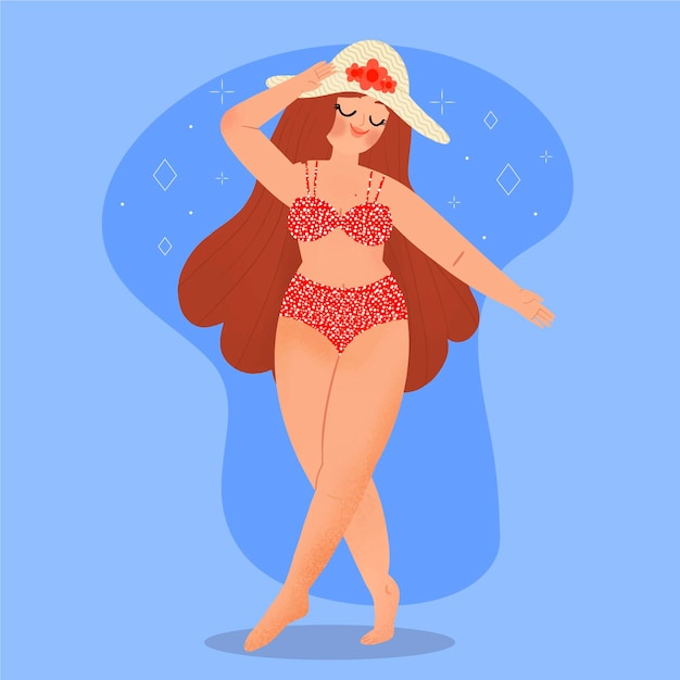 Free Vector isolated girl in bikini illustrated