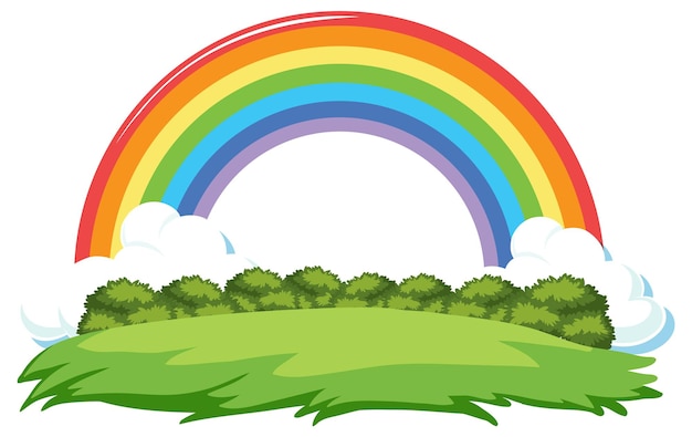 Free Vector isolated meadow with rainbow