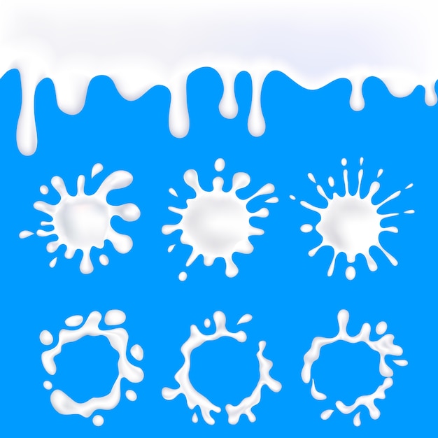 Free Vector isolated milk spots set