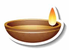 Free vector isolated oil lamp diya sticker