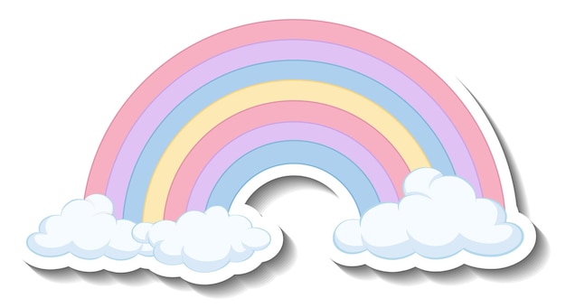 Free Vector isolated pastel rainbow with clouds cartoon sticker