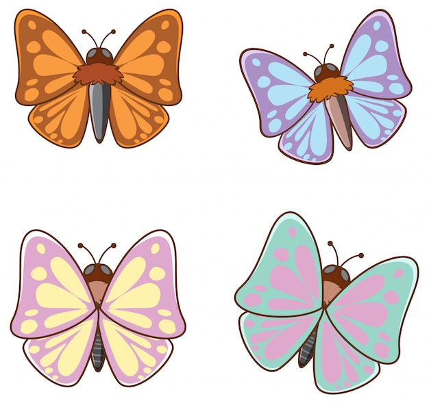 Free vector isolated picture of butterflies