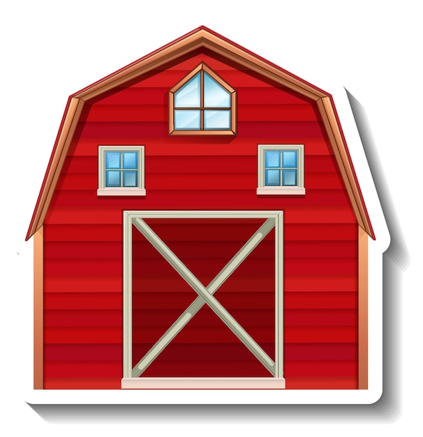 Free vector isolated red barn in cartoon style