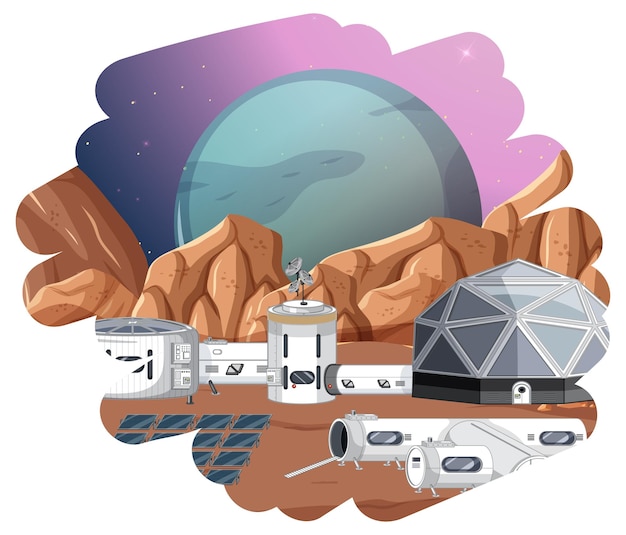 Free Vector isolated scene with space settlement