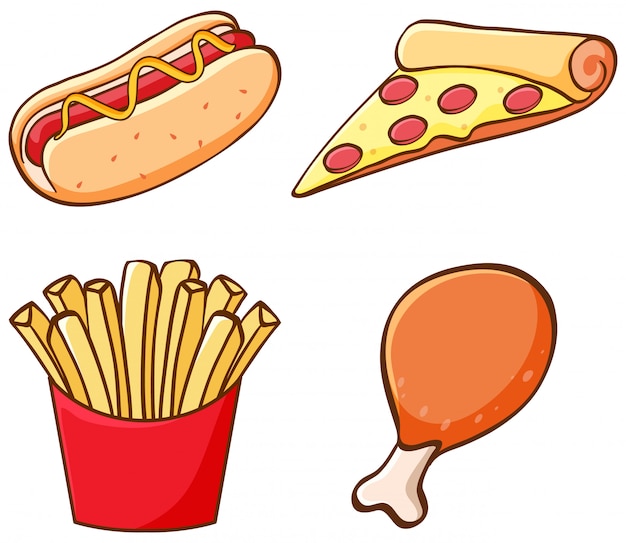 Free Vector isolated set of fastfood