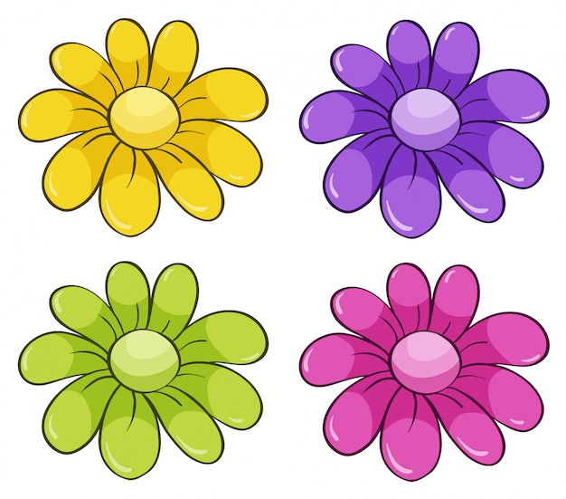 Free vector isolated set of flowers