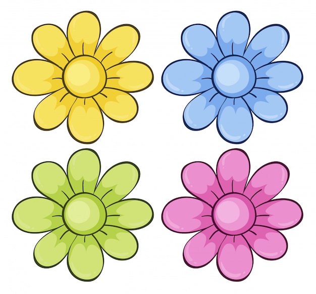 Isolated set of flowers