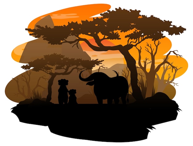 Free Vector isolated silhouette savanna forest