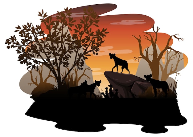 Free Vector isolated silhouette savanna forest