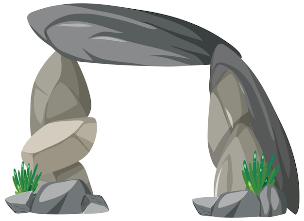 Isolated stone gate in cartoon style