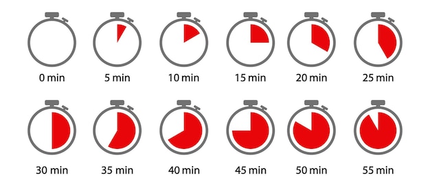 Free vector isolated timer clock stopwatch icons set label cooking time vector illustration