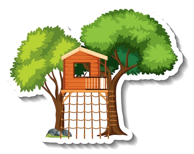 Free Vector isolated tree house with climbing nets