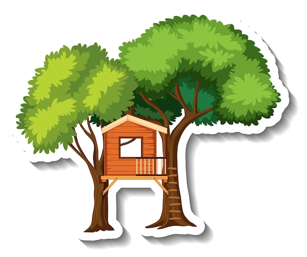 Free vector isolated tree house with wooden ladder