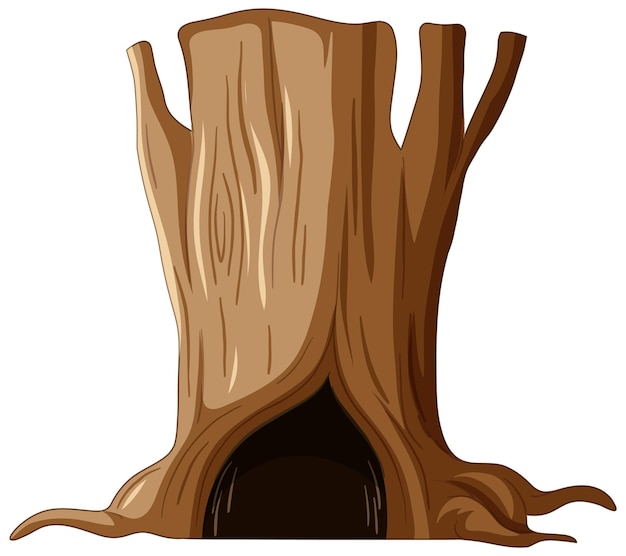 Free Vector isolated tree trunk with big hollow