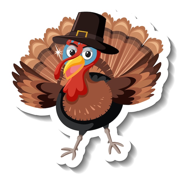 Free vector isolated turkey sticker on white background