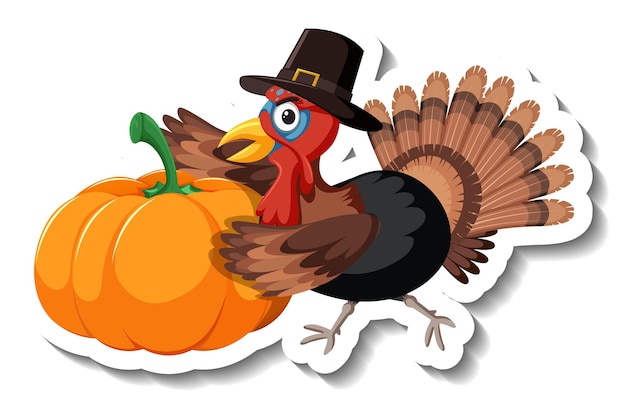 Isolated turkey sticker on white background