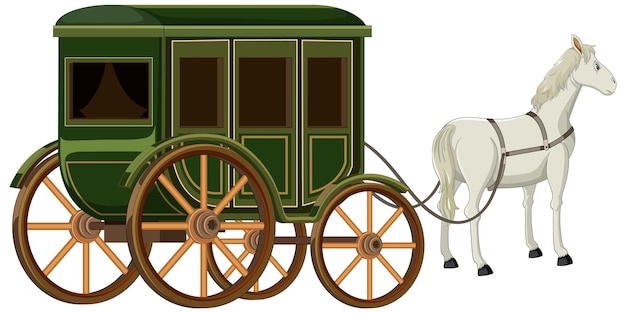 Isolated Vintage Horse Carriage Illustration