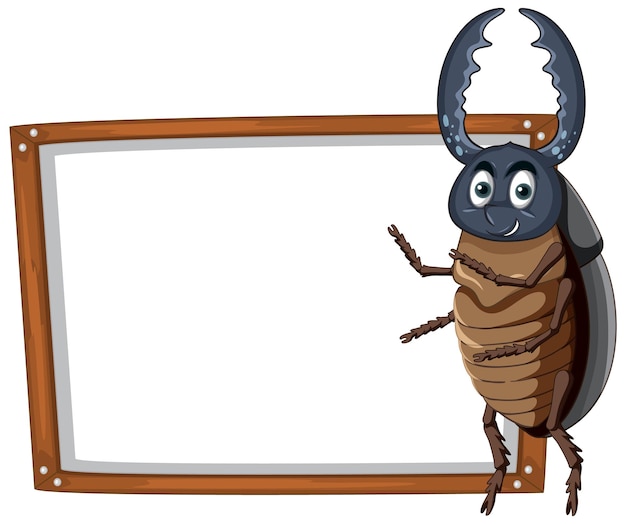 Free Vector isolated wooden banner with beetle