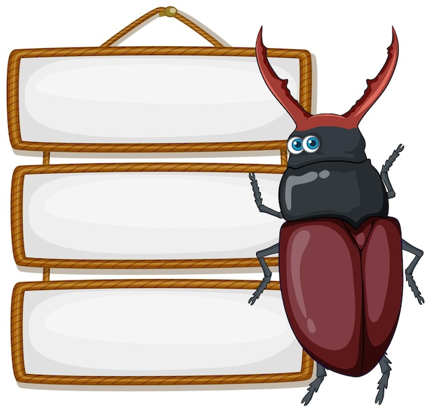 Free Vector isolated wooden banner with beetle