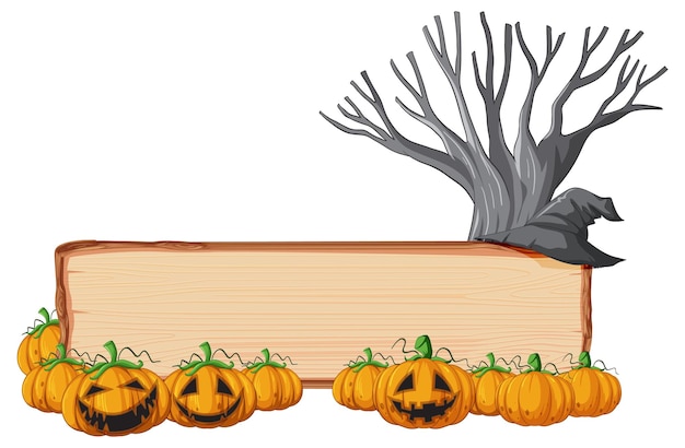 Free Vector isolated wooden banner with witch theme