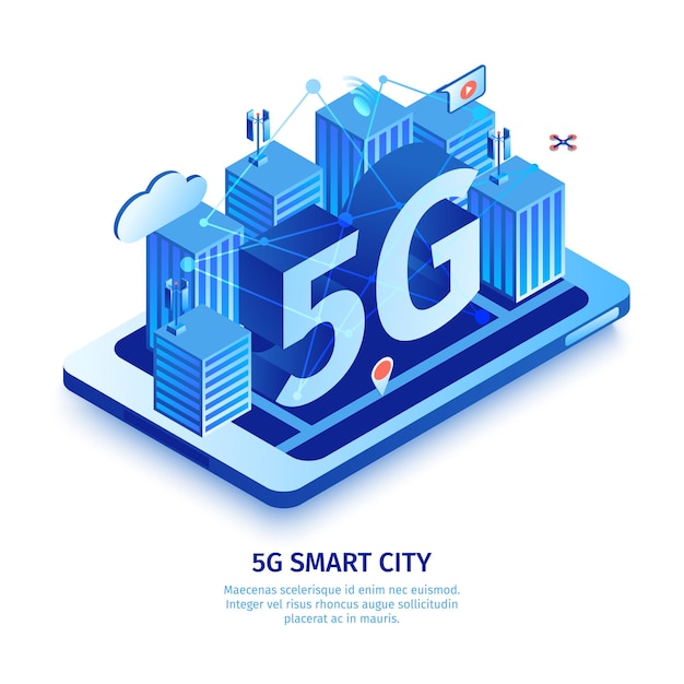 Isometric 5g internet illustration