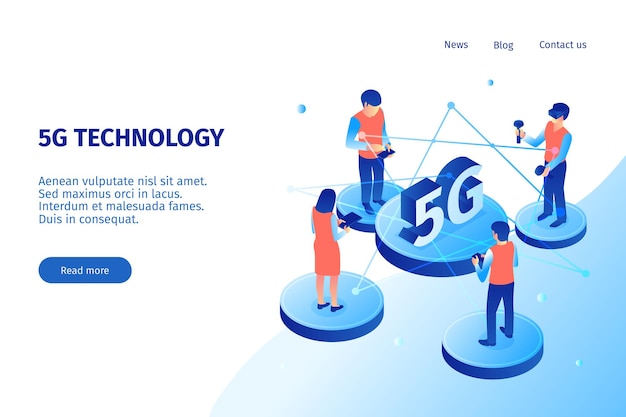 Isometric 5g internet technology website template