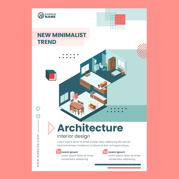 Isometric architecture project poster template