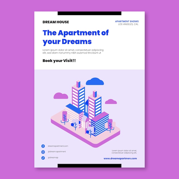 Free vector isometric architecture project poster template