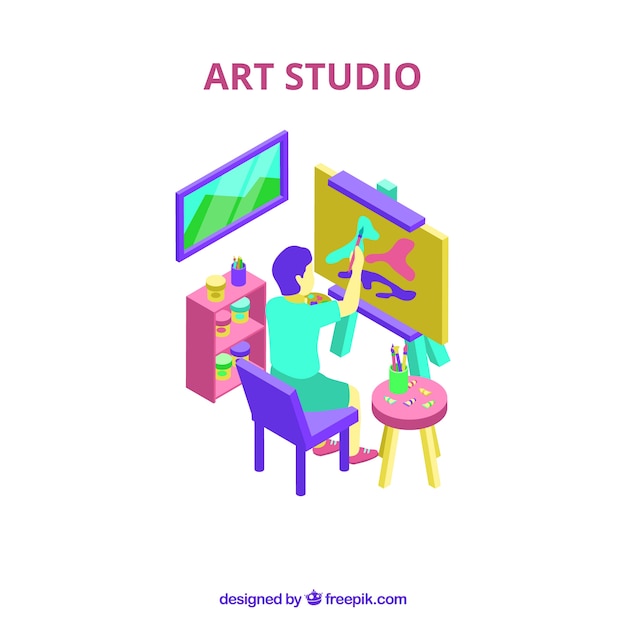 Free Vector isometric art studio