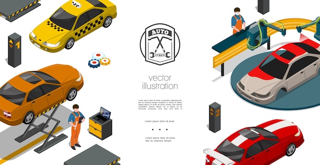 Free Vector isometric auto repair service template