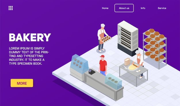 Free vector isometric bakery landing page template