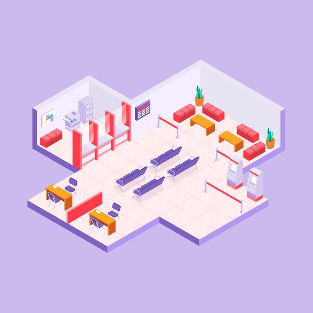 Isometric bank interior concept