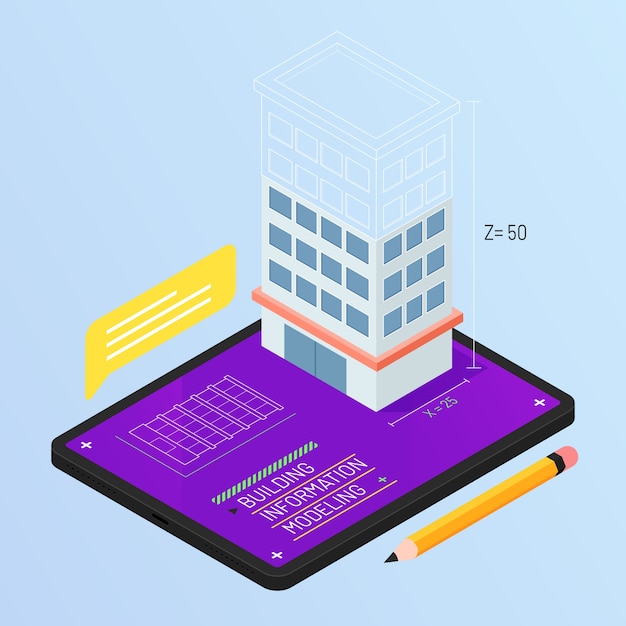 Free Vector isometric bim illustration