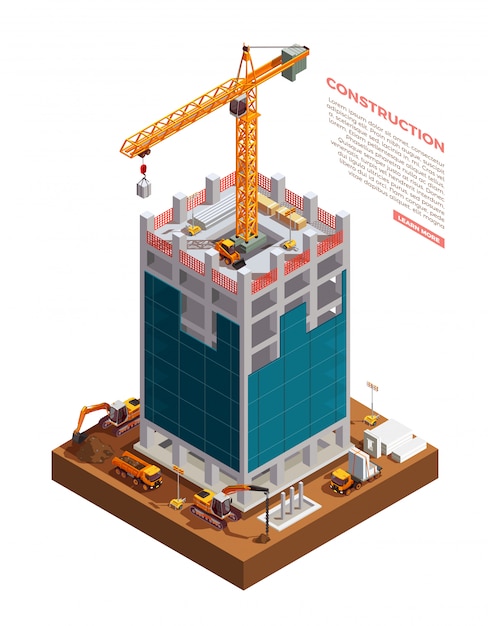 Free Vector isometric building construction