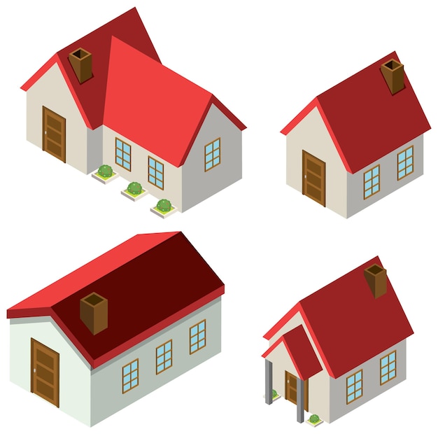 Free Vector isometric buildings and houses set